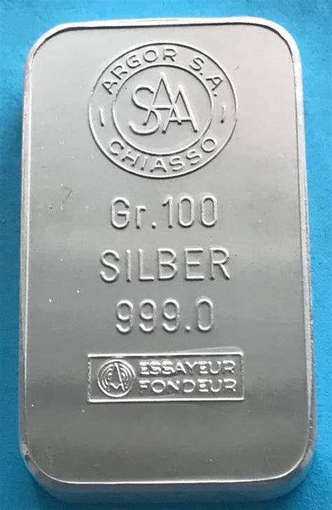 sehr schöner 100 Gramm Silberbarren 999 0 Silber Argor SA Kaufen auf