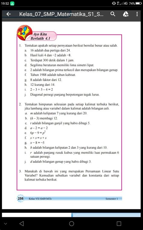 Bimbel Smp Jogja Jawaban Buku Paket Matematika Kelas Halaman