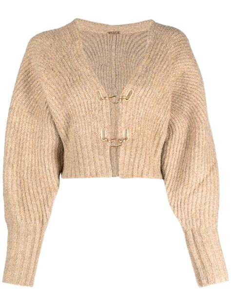 Cult Gaia Casella Ribbed Knit Cropped Cardigan Farfetch