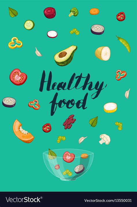 Healthy Food Concept With Pieces Vegetable Vector Image