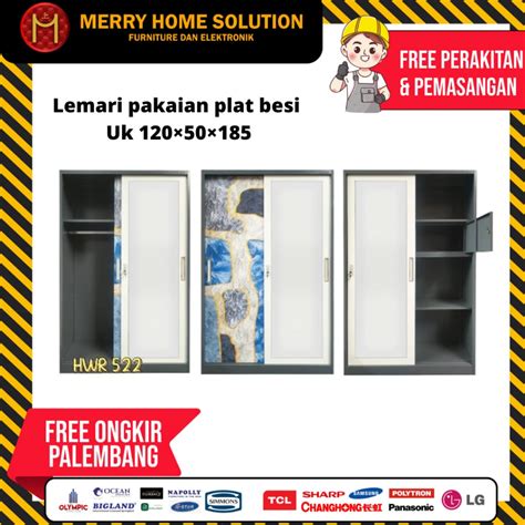 Jual Lemari Pakaian Plat Besi Pintu Sliding Lemari Baju Geser