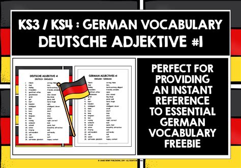 German Adjectives List Freebie Teaching Resources