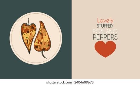 Stuffed Poblano Peppers Mexican Traditional Food Stock Vector Royalty