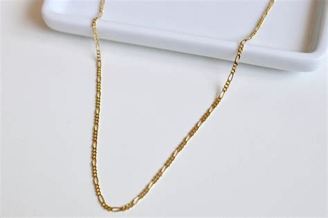 Solid Gold Figaro Chain Necklace K Figaro Chain White Gold Etsy