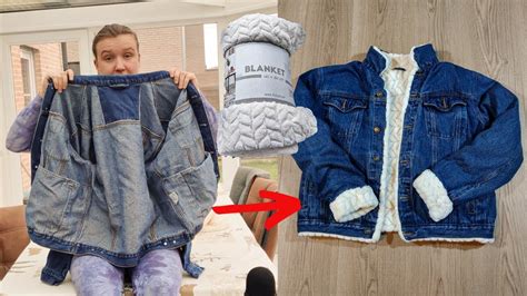 Diy Denim Jacket Makeover Lining With A Cozy Blanket Youtube