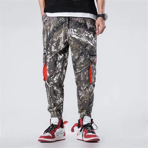 Hip Hop Camouflage Pants Japanese Street Men Draw String Elastic Waist