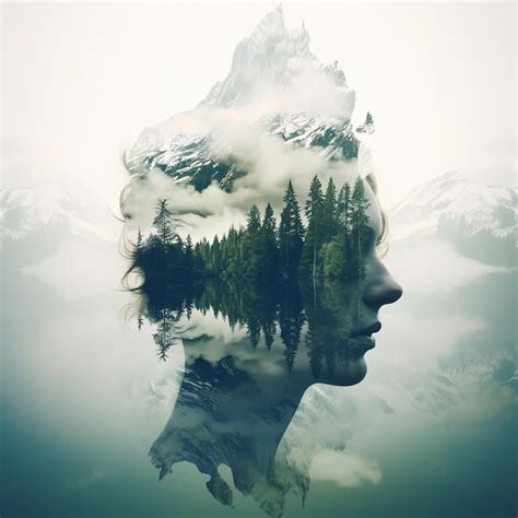 Premium AI Image Double Exposure Portrait Photography Harmony Of