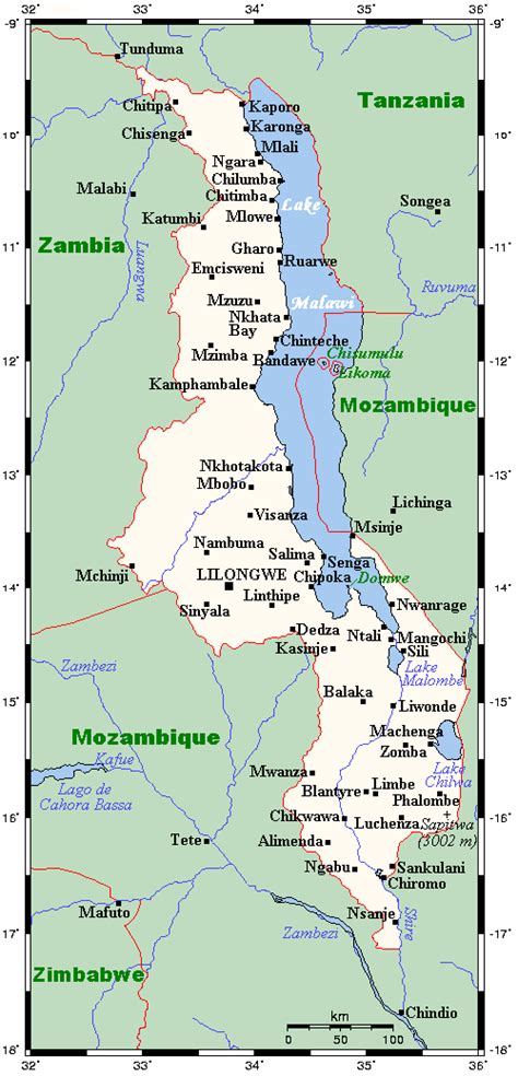 Malawi Mapa Mapy Malawi Travelin