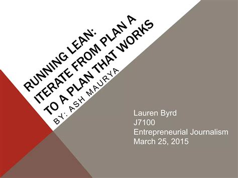 Running Lean Iterate From Plan A To A Plan That Works Ppt