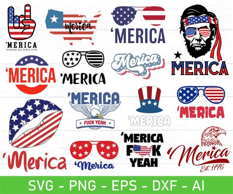 Merica Svg Bundle Patriotic Sunglasses Svg American Glasses Etsy