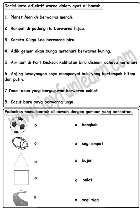 Latihan Kata Adjektif Tahun 1