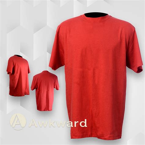 Jual Awkward Kaos Polos S Tanpa Jahitan Samping Merah Fiery