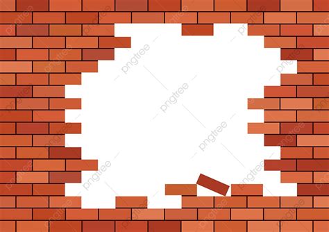 Broken Wall Hole Vector Art PNG Broken Brick Wall With White Hole