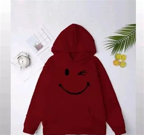 Mens Maroon Smiley Face Hoodie At ₹ 350piece Man Hoodies In Noida