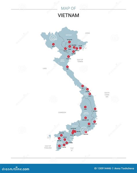 Vietnam Map Vector With Red Pin Stock Vector Illustration Of Land