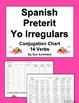 Spanish Preterit Irregular Yo Form Verb Chart 14 Irregular Verbs