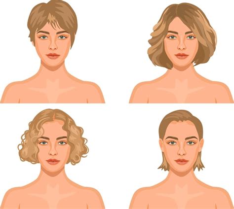 Premium Vector Variations Of Short Hairstyles A Set Of Realistic