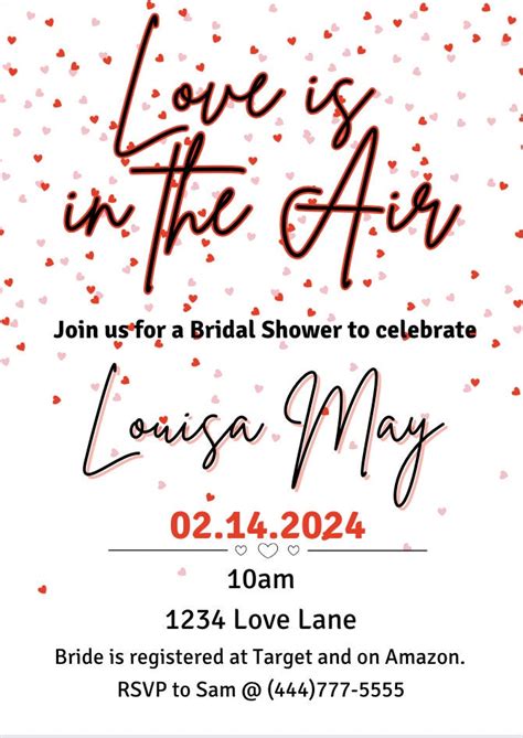 Love Is In The Air Bridal Shower Invitation Editable Bridal Showerlove