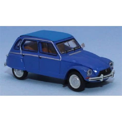 Véhicule HO Citroën Dyane 6 capote fermée bleu myosotis 1968