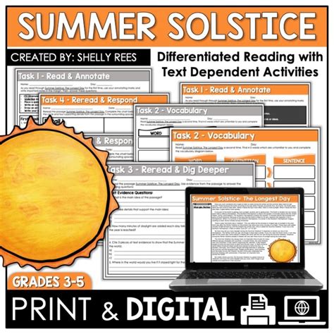 Summer Solstice Reading Passage And Worksheets Appletastic Learning