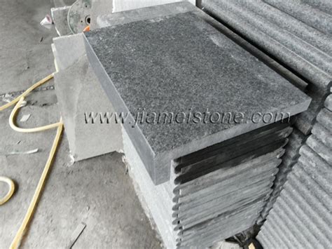 G684 Black Granite Coping Stone Rebated With Drop Down Faces Black