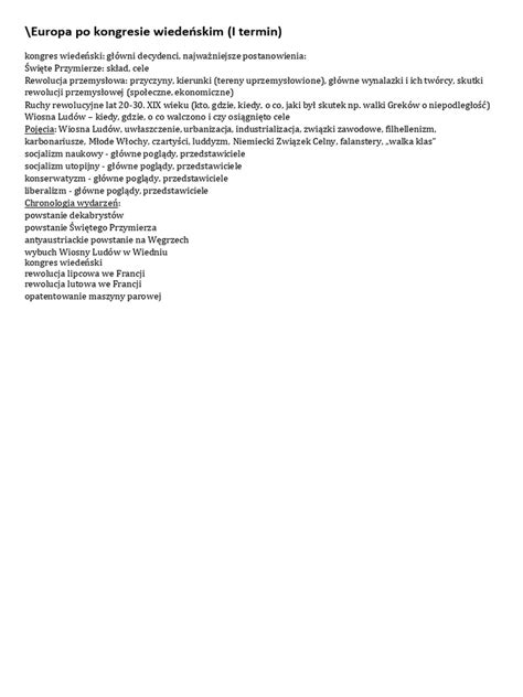 Europa Po Kongresie Wiedeńskim Pdf