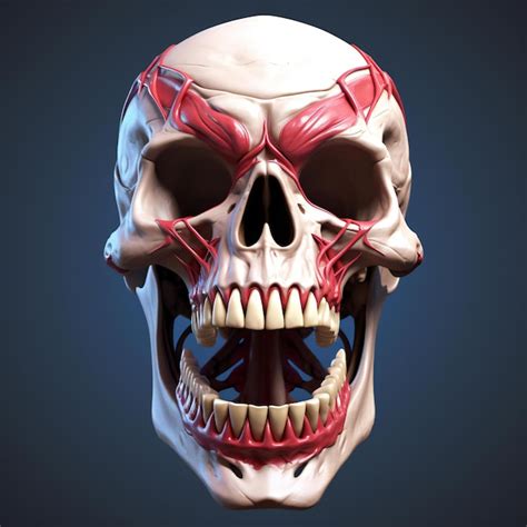 Premium Photo Human Skull With Teeth On Dark Blue Background