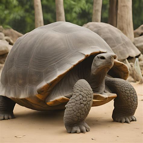 Una Tortuga Gigante Est De Pie En Un Bosque Foto Premium