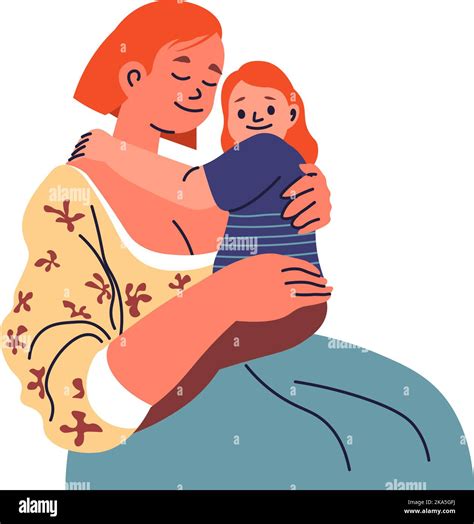 Daughter Cuddling Mother Bonding Mom And Kid Stock Vector Image And Art