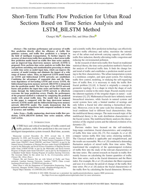Pdf Short Term Traffic Flow Prediction For Urban Road Sections Based