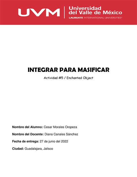 A 5 CMO Integrar Actividad 5 INTEGRAR PARA MASIFICAR Actividad 5