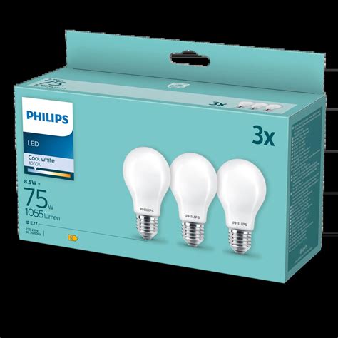 Set da 3 lampadine E27 goccia, opaco, luce fredda, 75W= 1055LM (equiv