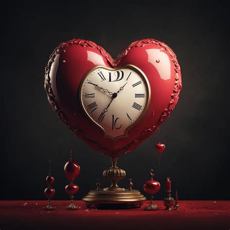 Un Ballon En Forme De Coeur Avec Une Horloge Numérique Dessus PSD Premium