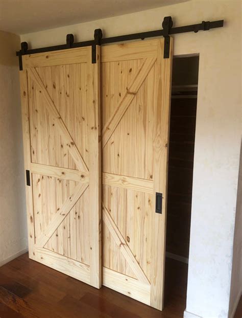 Single Track Bypass Barn Double Door Kit On A Single 78 Etsy Bypass Barn Door Hardware