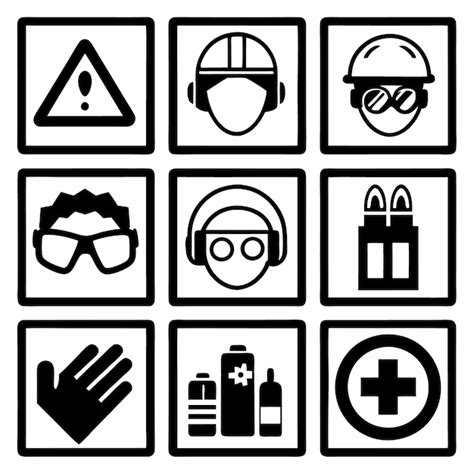 Premium Vector Safety Icons For Work Including Warning Sign Goggles