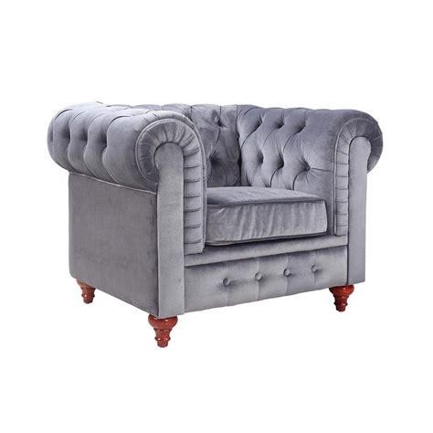 Classic Scroll Arm Tufted Velvet Chesterfield Accent Chair Walmart