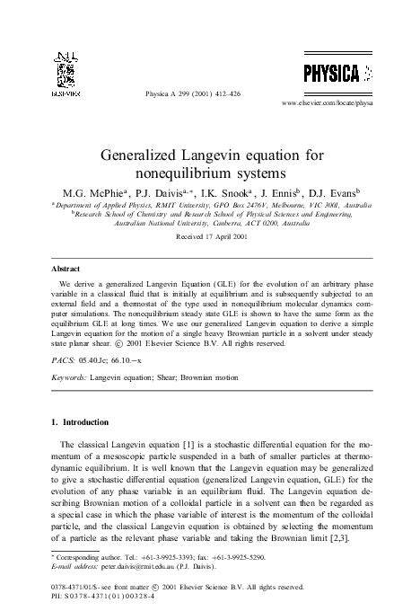 (PDF) Generalized Langevin equation for solids. I. Rigorous derivation and main properties | Lev ...