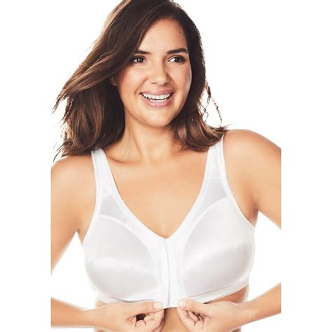 Comfort Choice Womens Plus Size Front Close Satin Wireless Bra