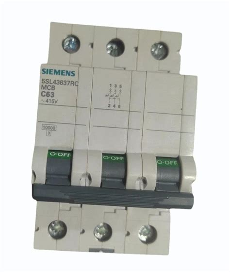 Siemens 5SL43637RC 63 A Three Pole Miniature Circuit Breaker At Rs 1247