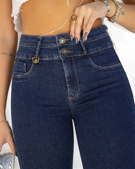 Cal A Jeans Feminina Skinny Hot Pants C S Duplo E Barra Dobr Vel Escura Consci Ncia