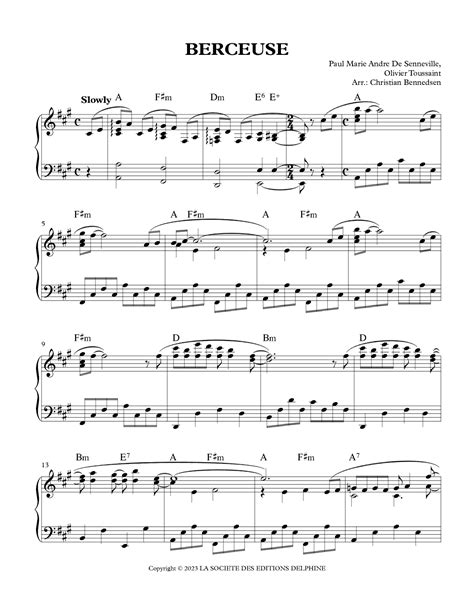 Berceuse Arr Christian Bennedsen By Clayderman Richard Sheet Music For Piano Solo At Sheet