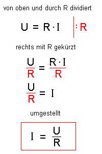 Berechnung von Stromstärke Spannung und Widerstand
