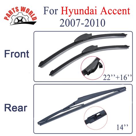 Combo Silicone Rubber Front And Rear Wiper Blades For Hyundai Accent