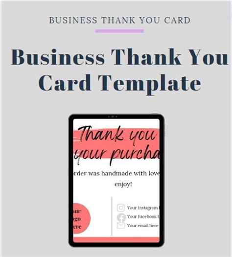 Business Thank You Card Template - Etsy
