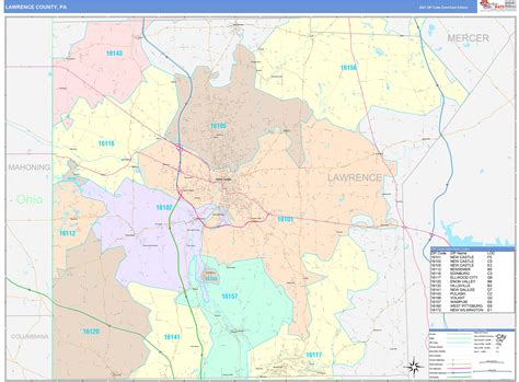 Lawrence County, PA Wall Map Color Cast Style by MarketMAPS