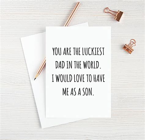 Funny Fathers Day Card From Son You Are The Luckiest Dad Etsy