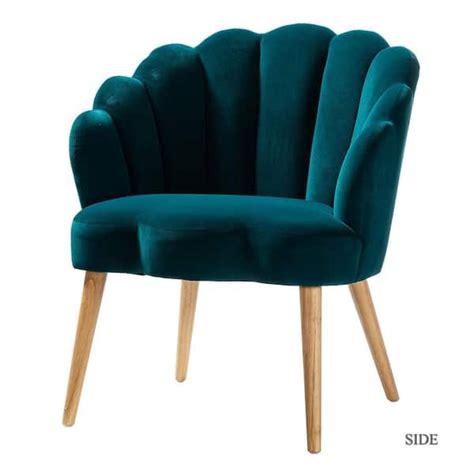 Jayden Creation Flora Teal Mid Century Modern Scalloped Tufted Velvet