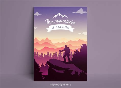Hiking Landscape Nature Poster Design Vector Download