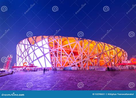 Beijing National Stadium at Night Editorial Photo - Image of ...