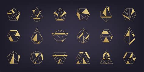 Art Deco Geometric Shapes Golden Geometrical Vector Image